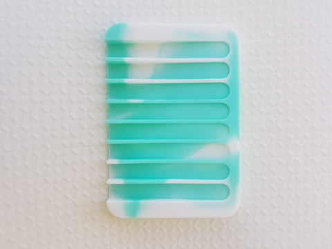 Green and White Silicone Soap Dish